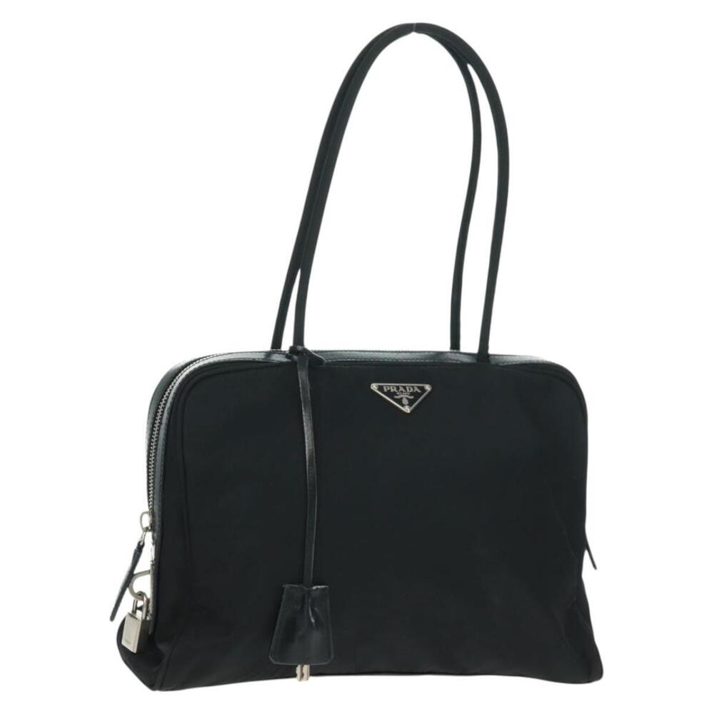 PRADA Hand Bag Nylon Leather Black Silver Auth ep12566 - Picture 1 of 16